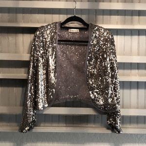 Silver Sequin Crop Jacket